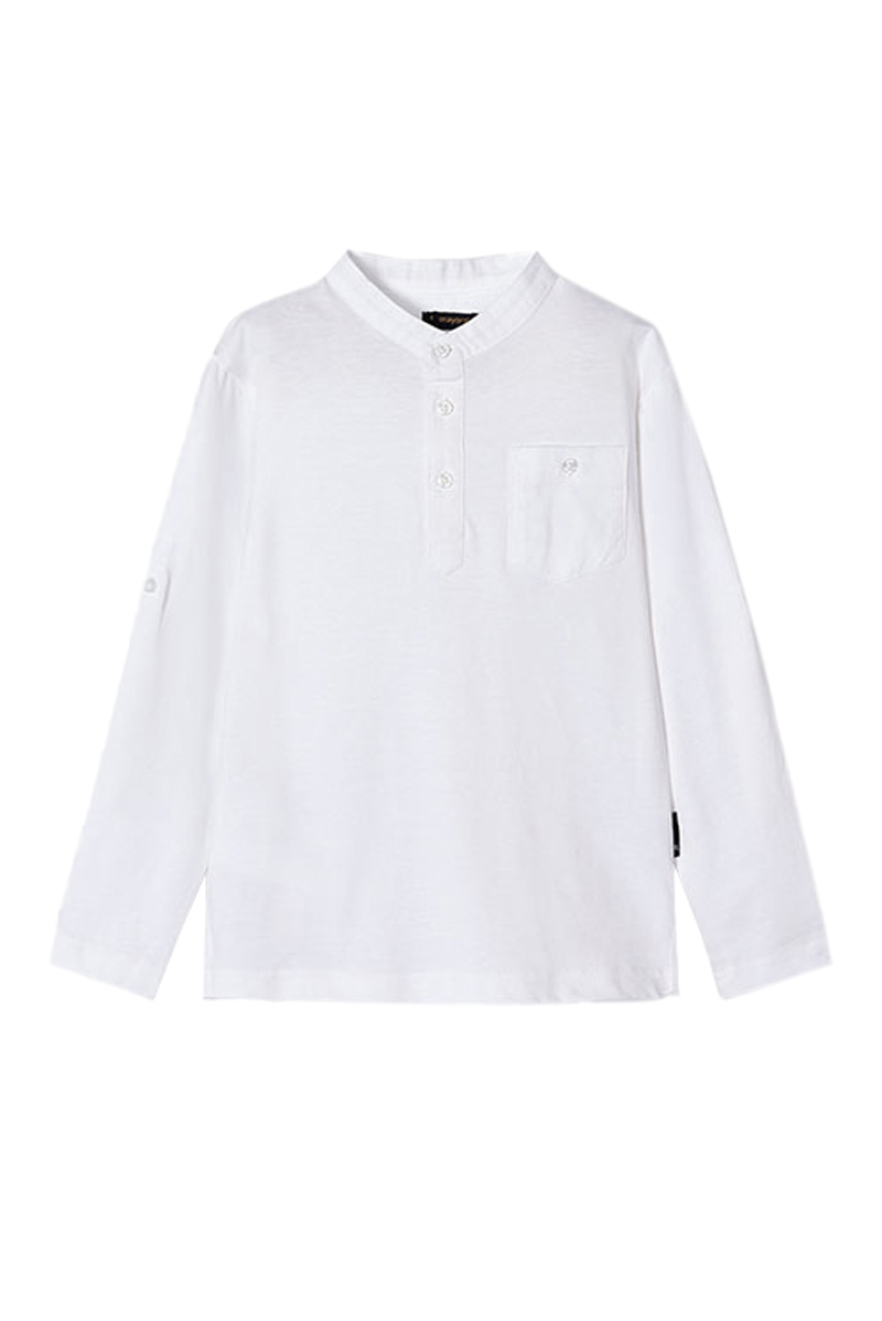 Mayoral L/s mao-collar polo shirt Wit-1 1