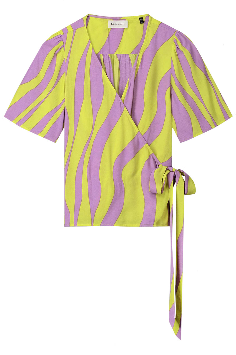 Dames blouse korte mouw geel
