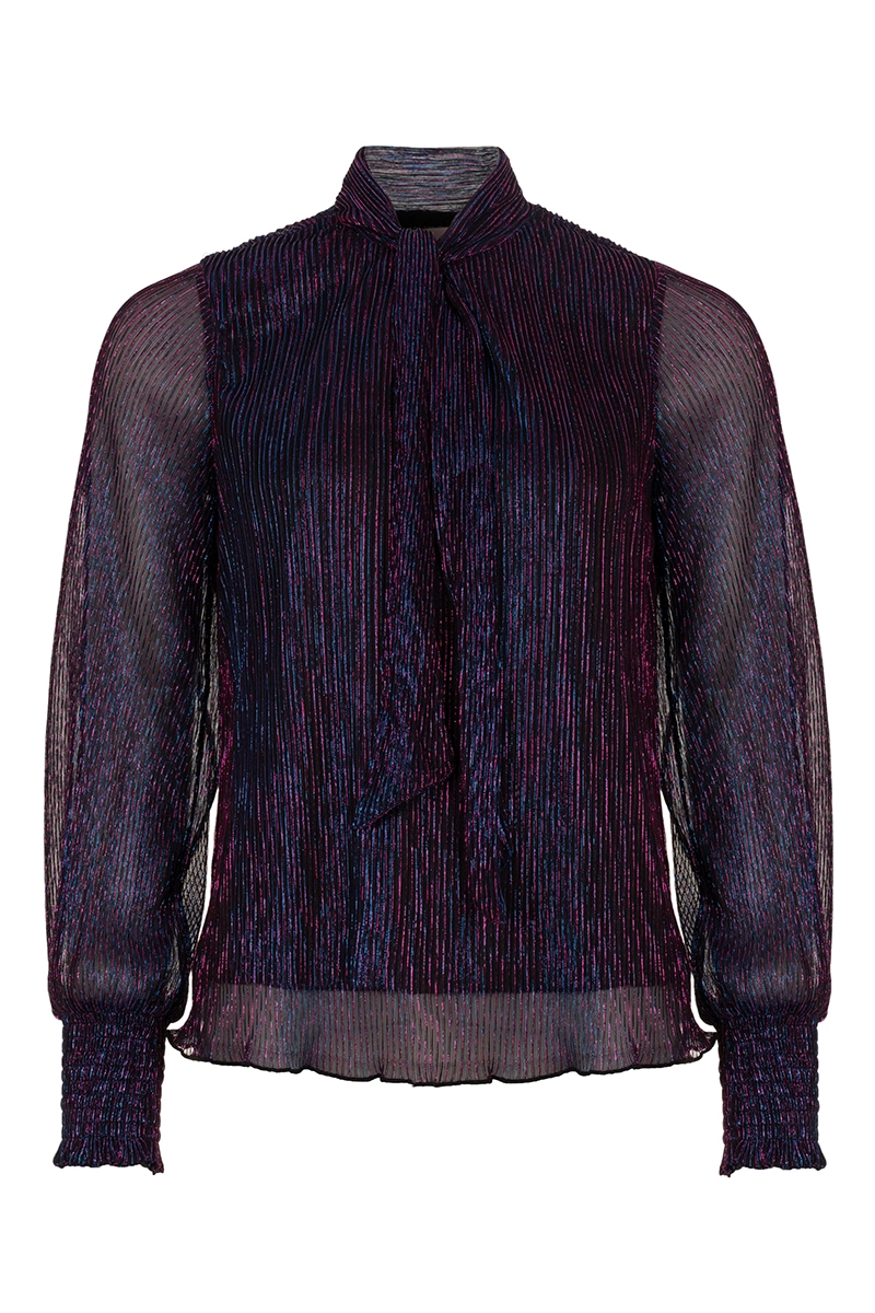 Dames blouse lange mouw blauw