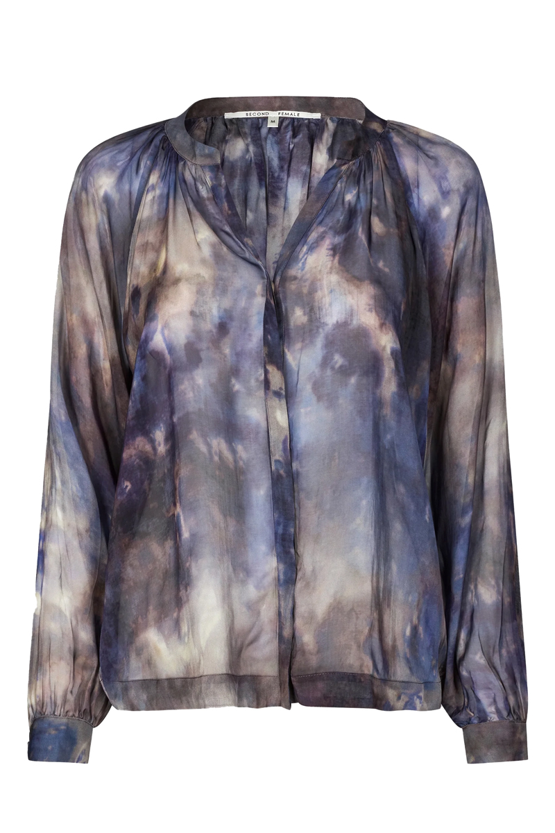 Dames blouse lange mouw grijs