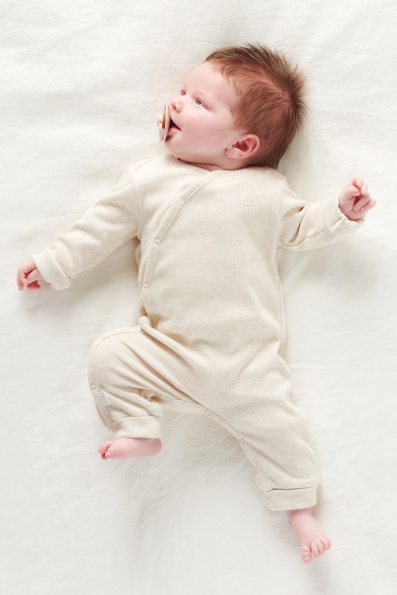 Noppies Baby U Playsuit LS Rib Nevis bruin/beige-1 2