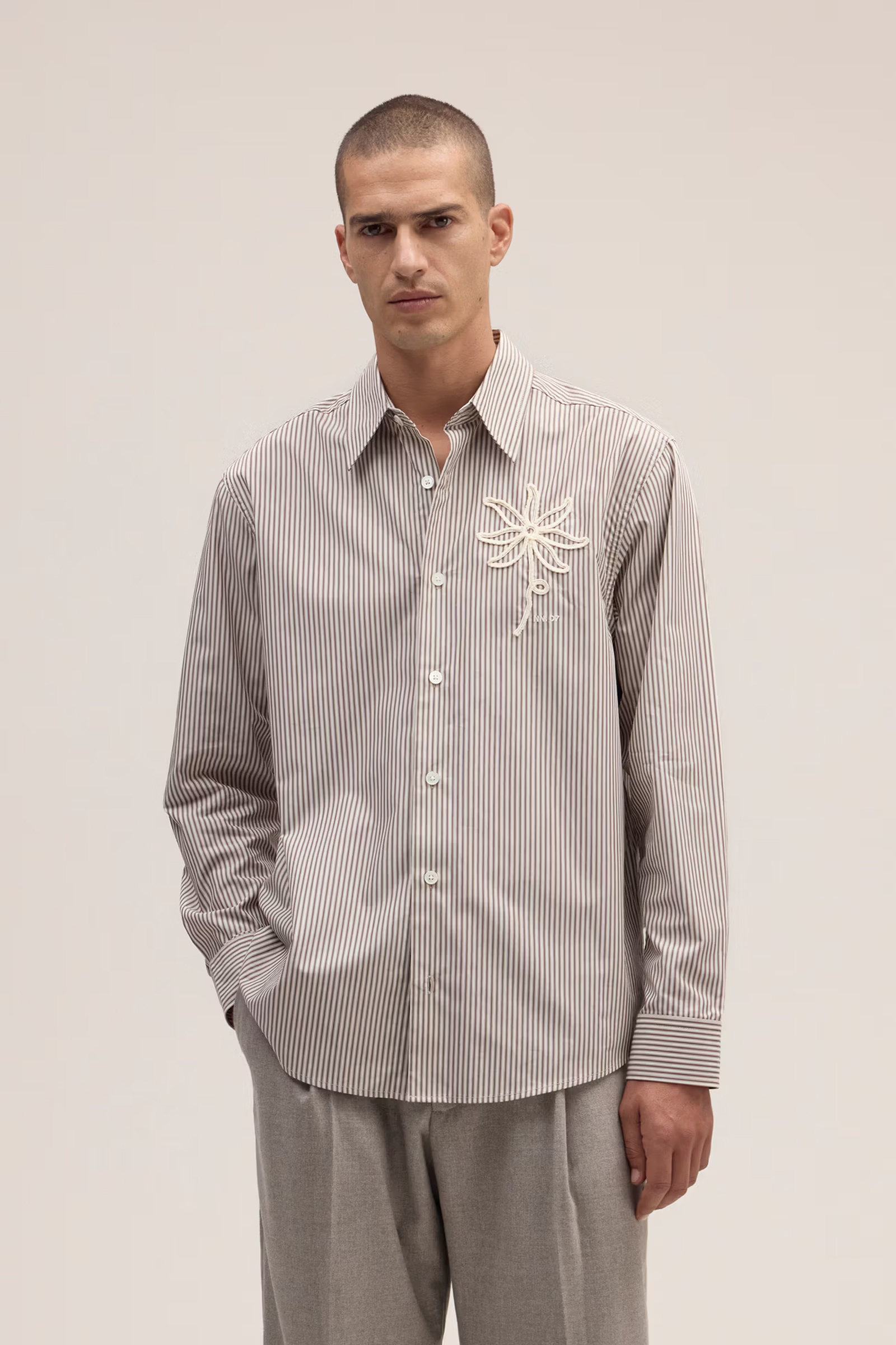 Heren overhemd lm casual bruin