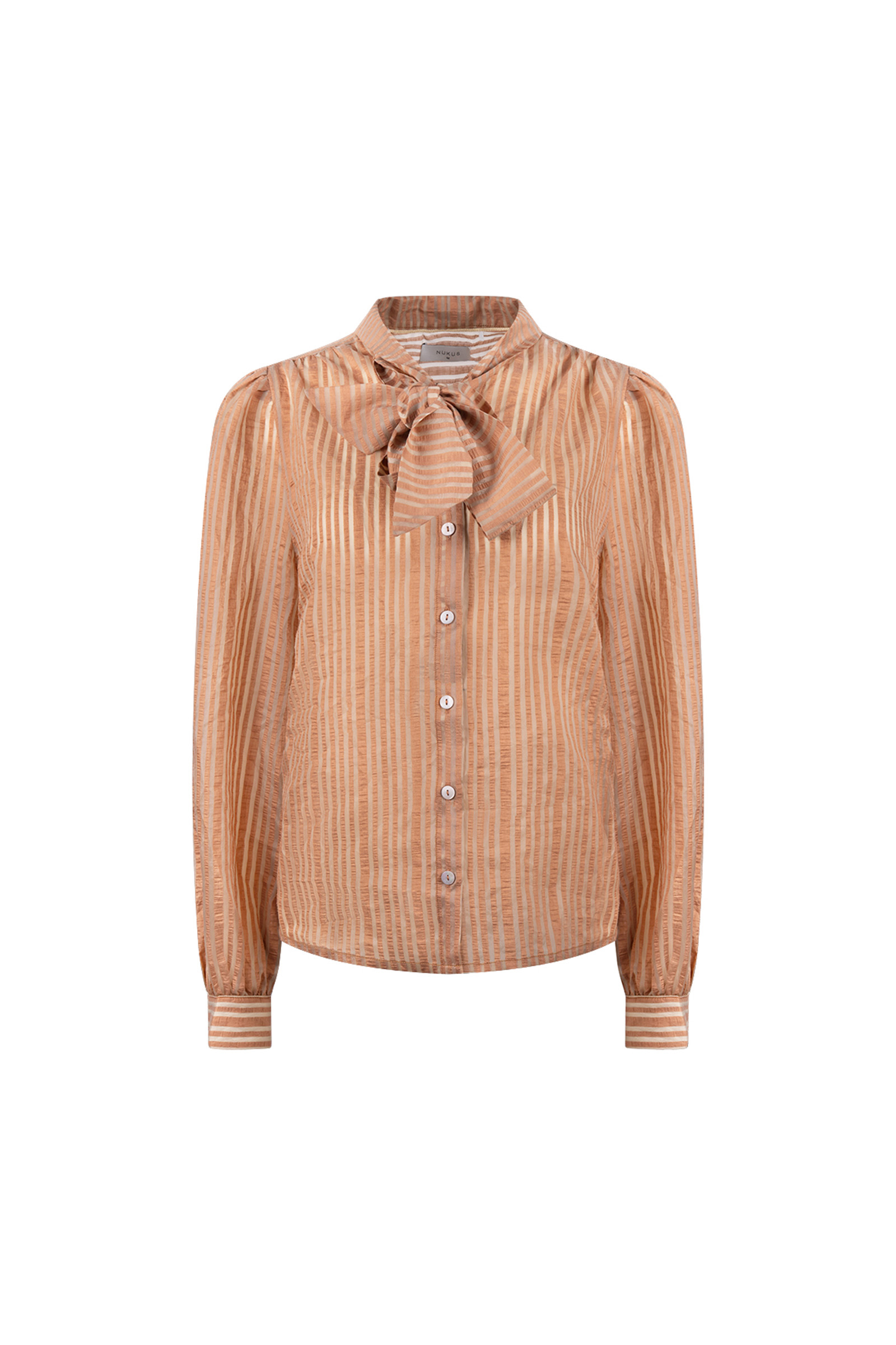 Dames blouse lange mouw bruin