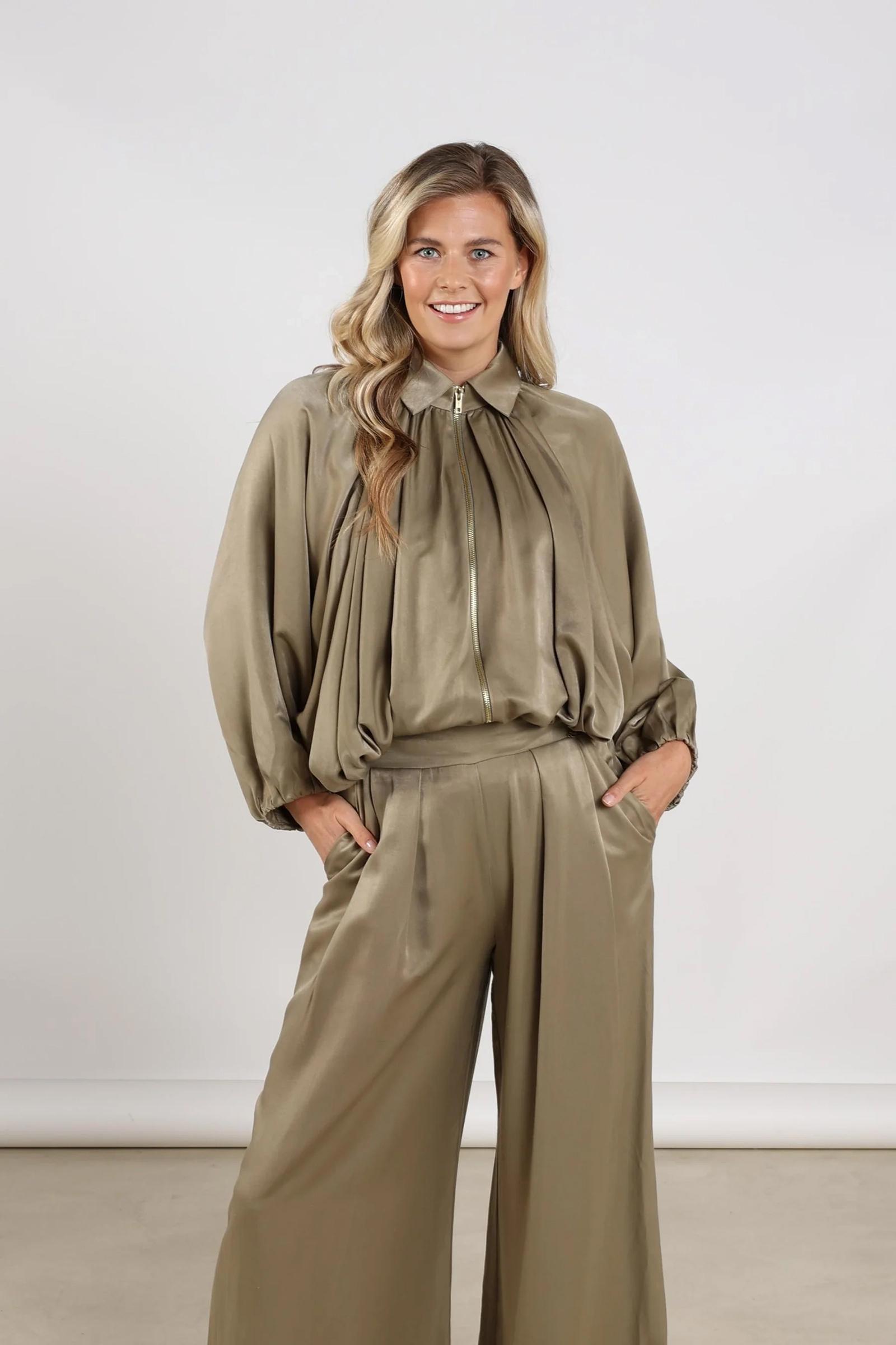 Dames blouse lange mouw groen