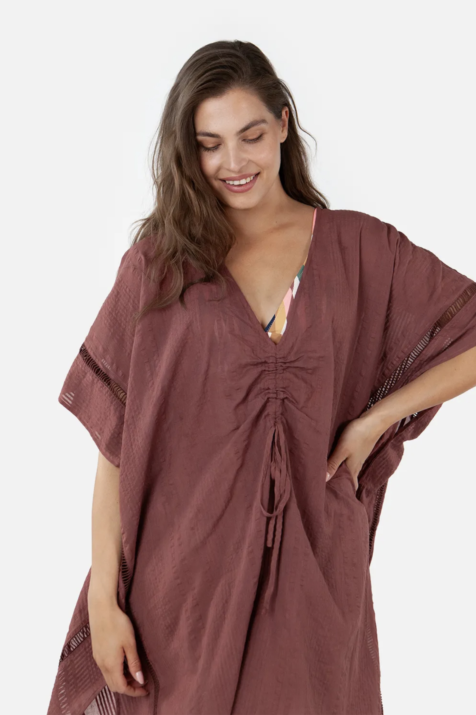 Bad/beach dames blouse strand rood