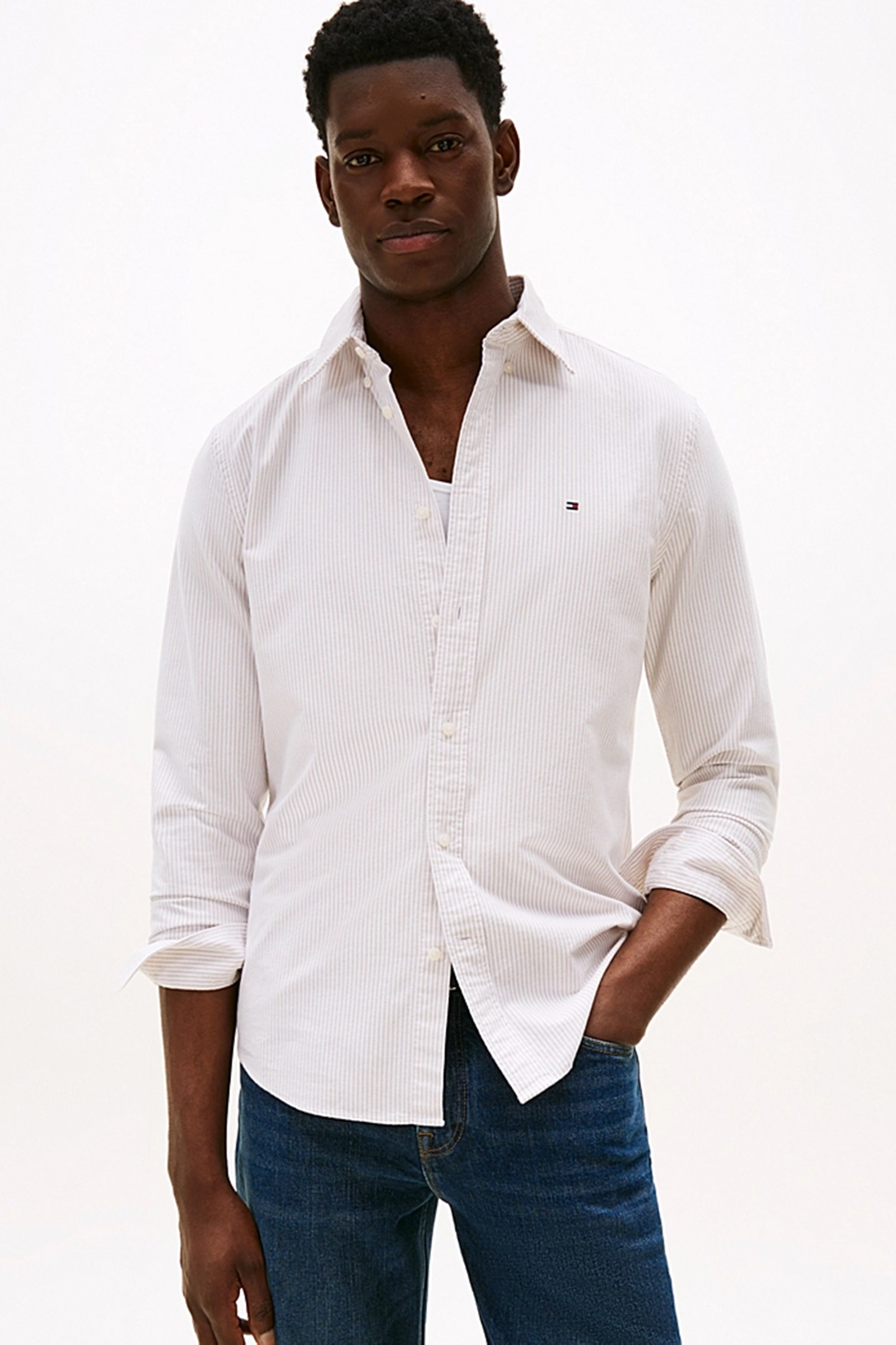 Heren overhemd lm casual wit