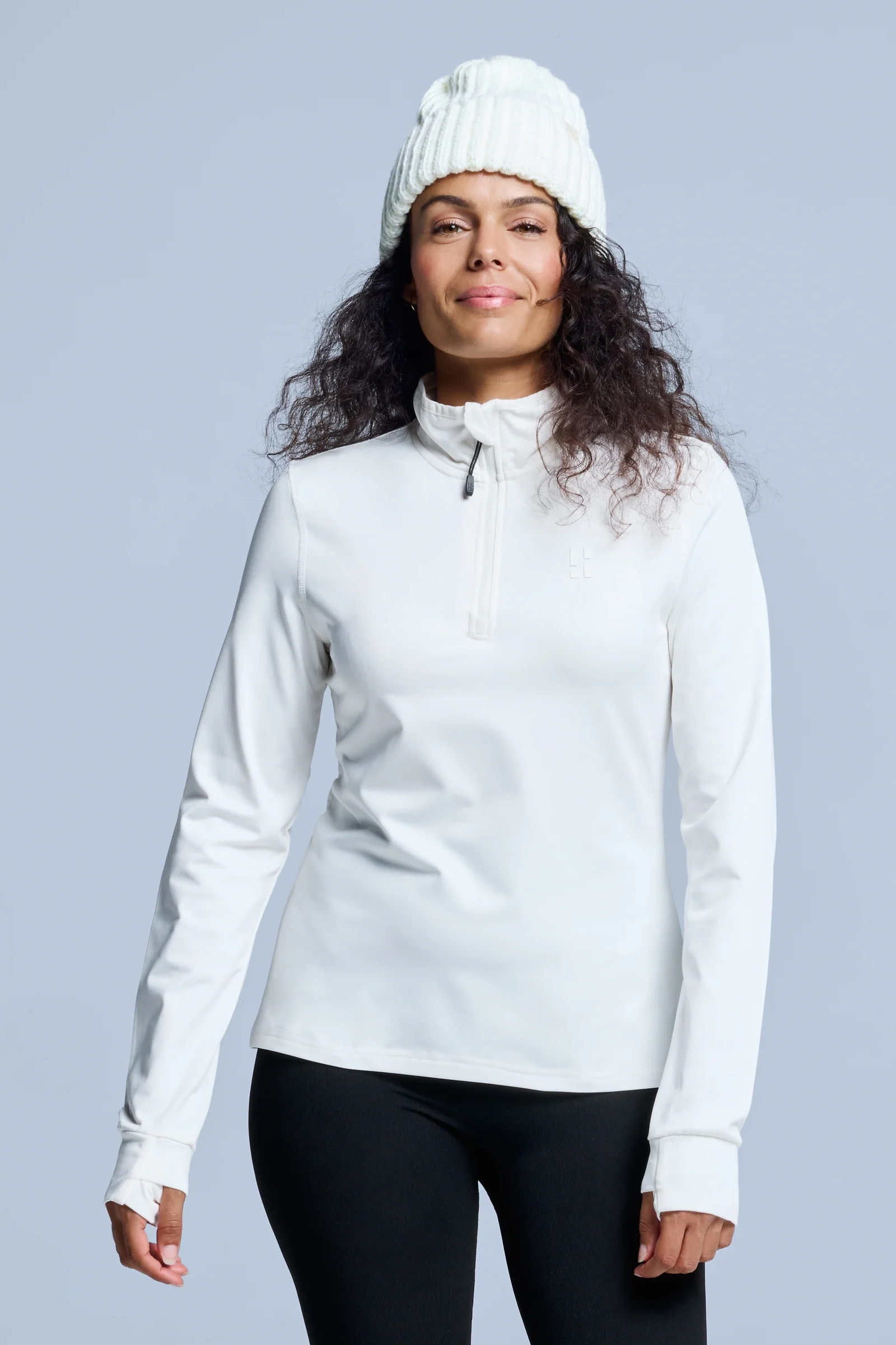 Wintersport dames pully+rits ecru