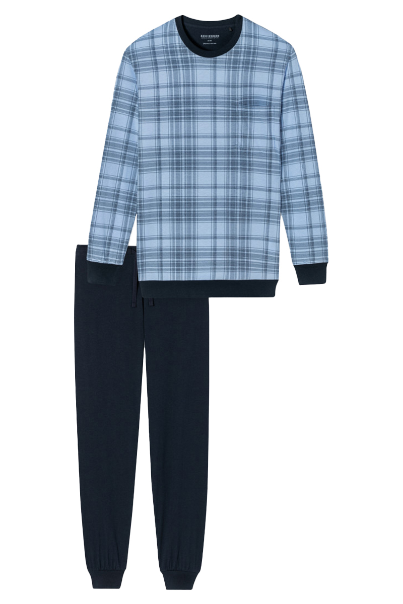 Schiesser Nachtmode heren pyjama Blauw-2 1