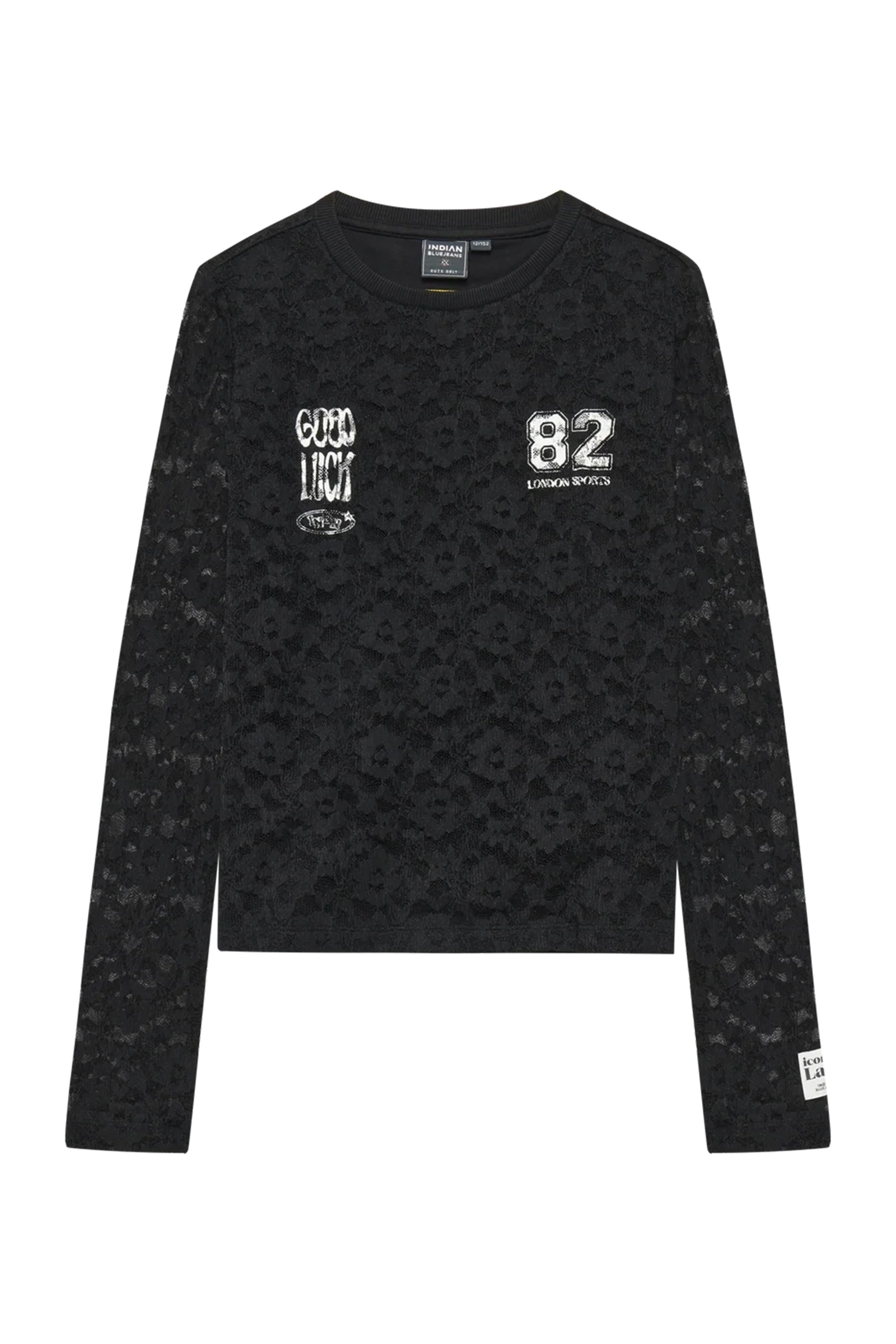 Meisjes t-shirt lange mouw zwart