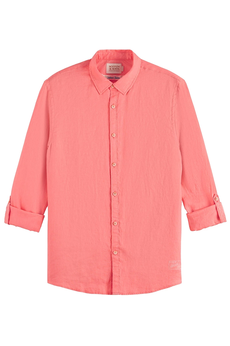 Scotch & Soda Linen shirt with roll-up Coral Reef 2