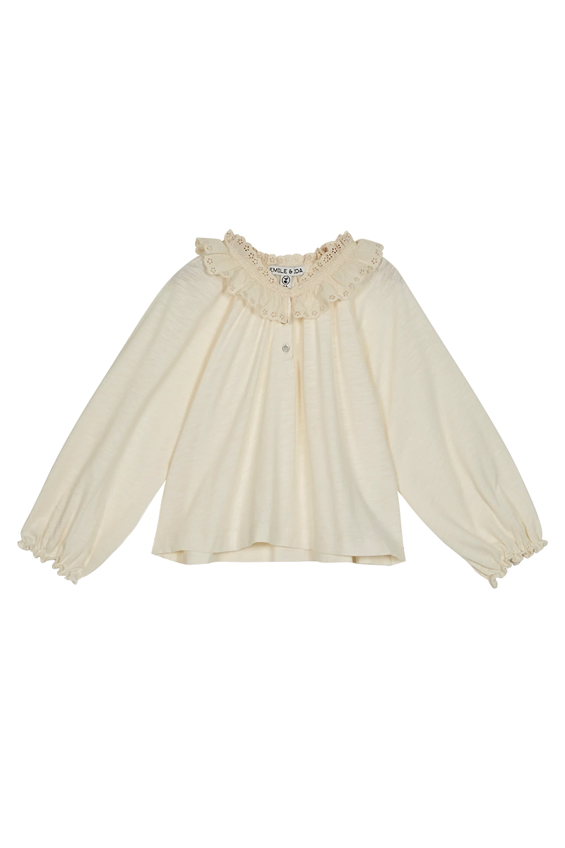 Meisjes blouse lange mouw ecru