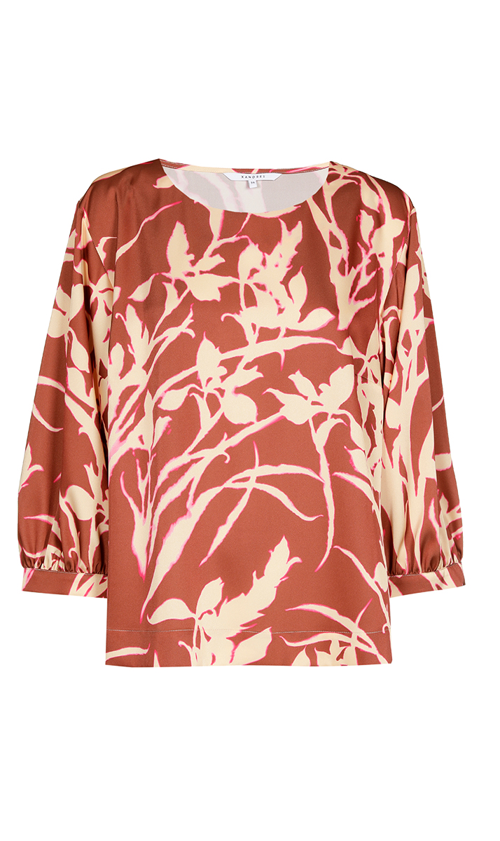 Dames blouse lange mouw bruin