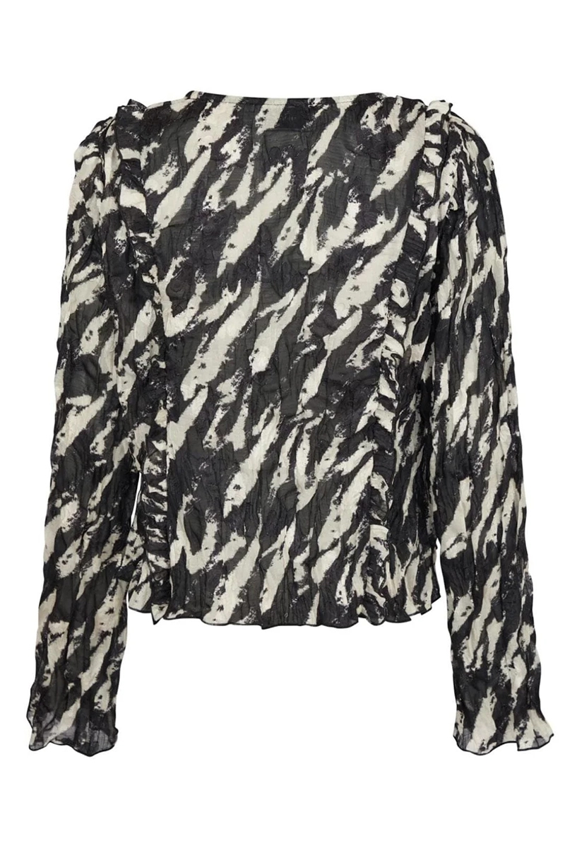 Dames blouse lange mouw zwart