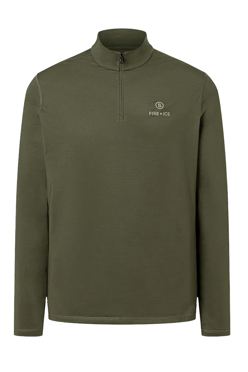 Wintersport heren pully+rits groen