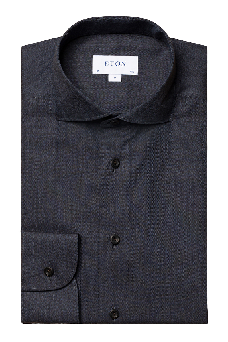 Eton Herringbone Flannel Cont. Blauw-1 1