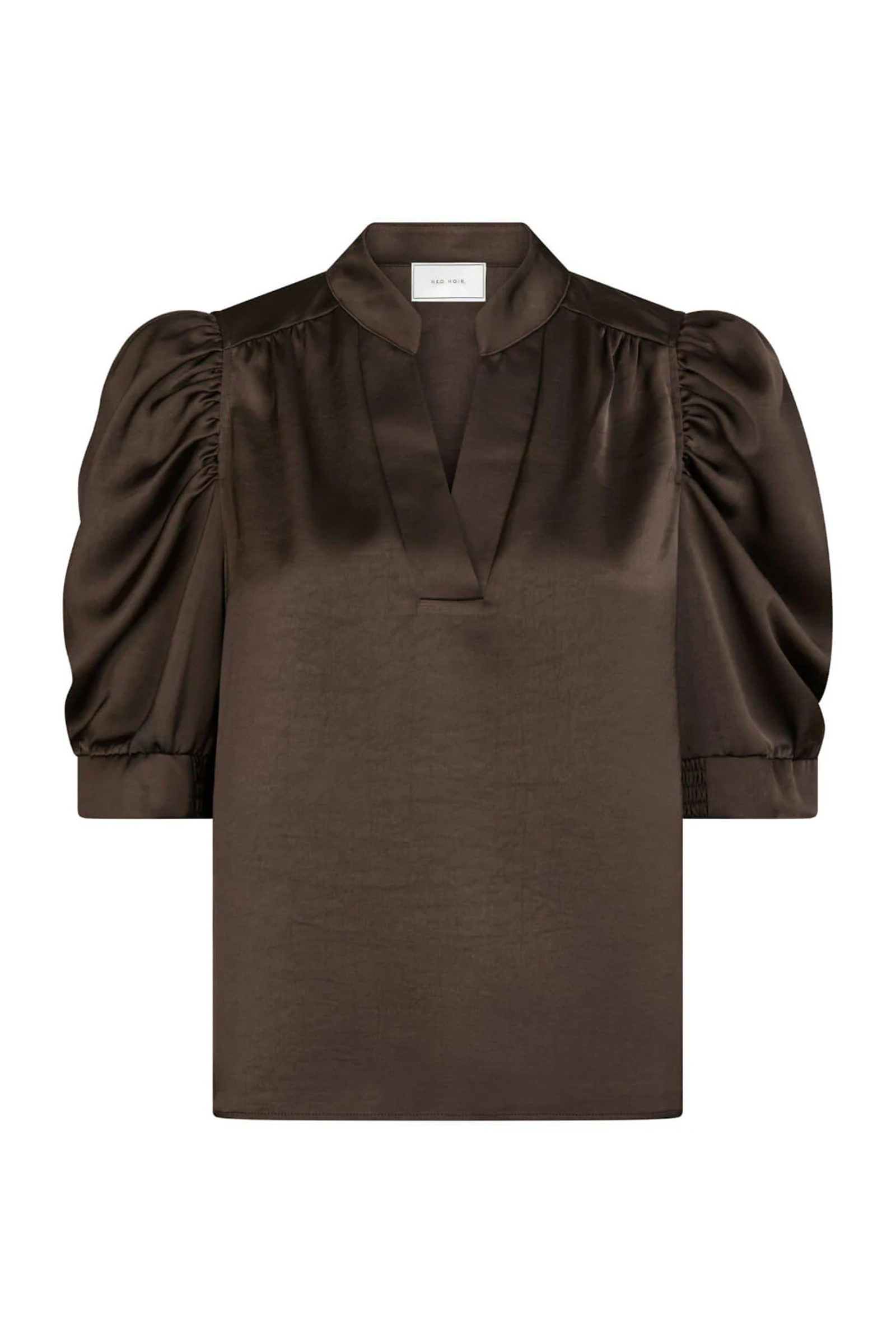 Dames blouse korte mouw bruin