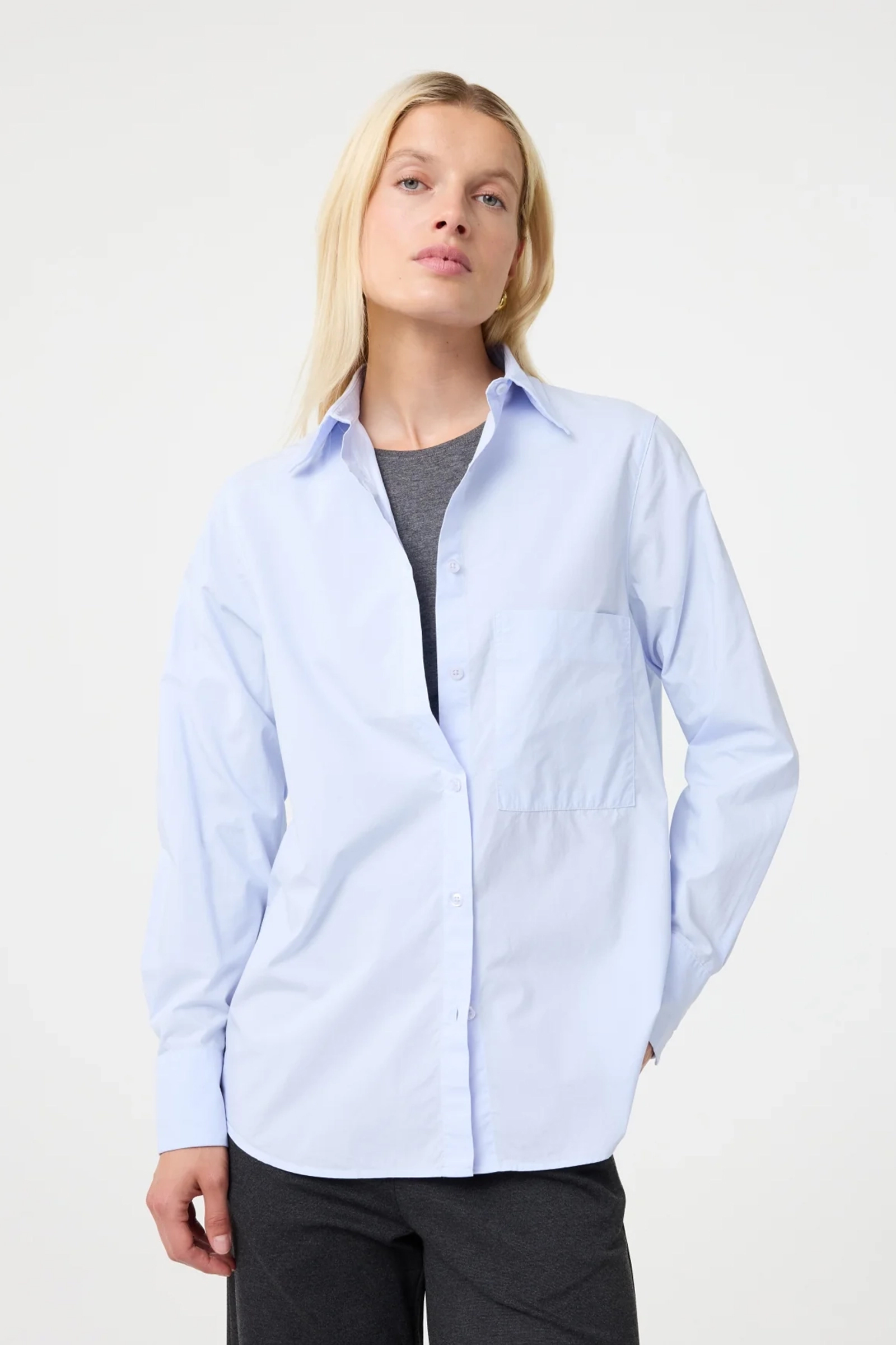 Dames blouse lange mouw blauw