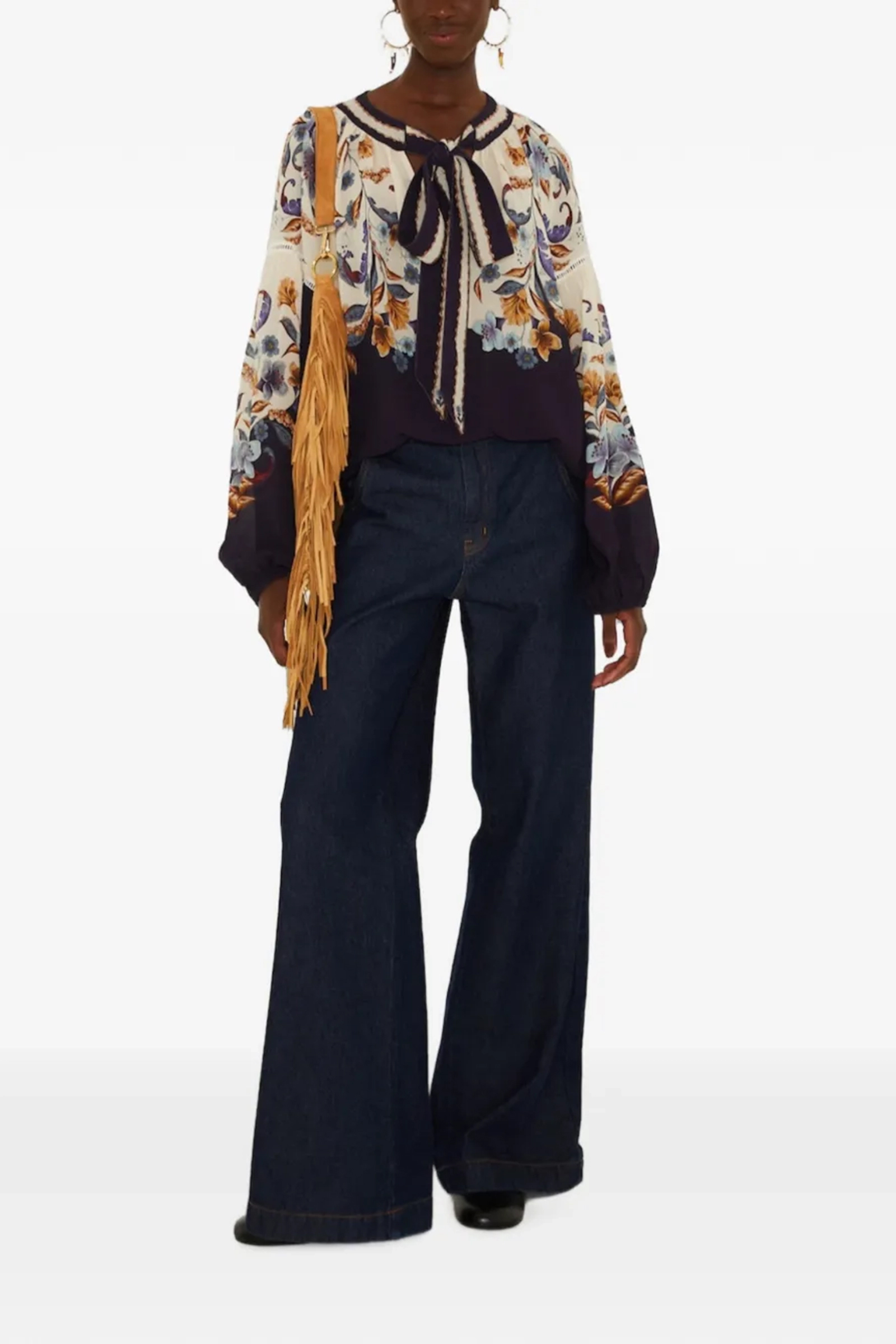 Dames blouse lange mouw blauw
