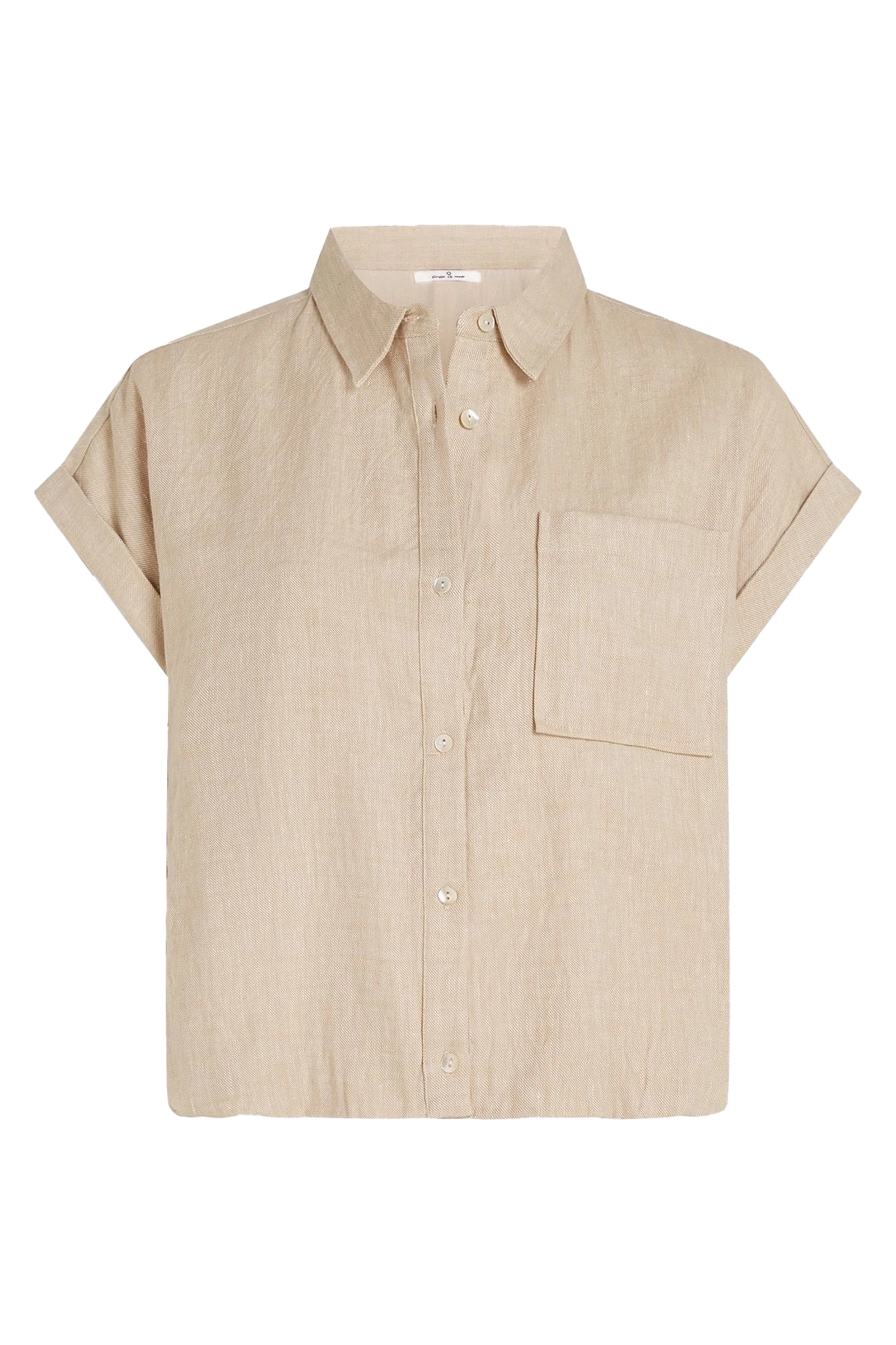 Dames blouse korte mouw bruin