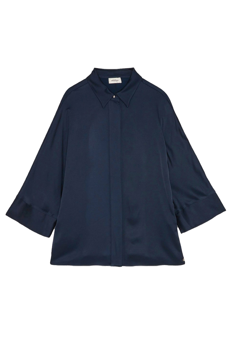Dames blouse lange mouw blauw
