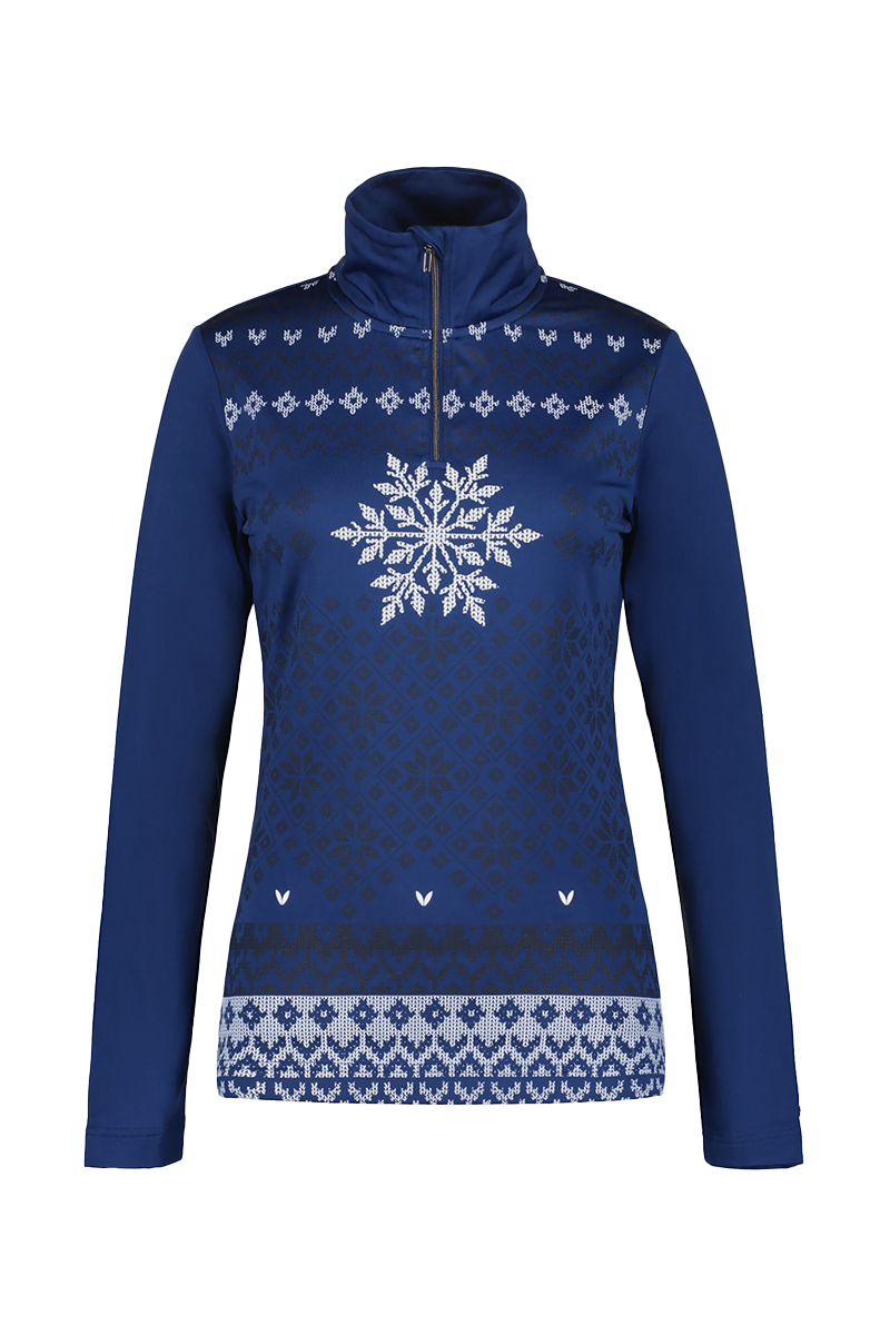 Wintersport dames pully+rits blauw