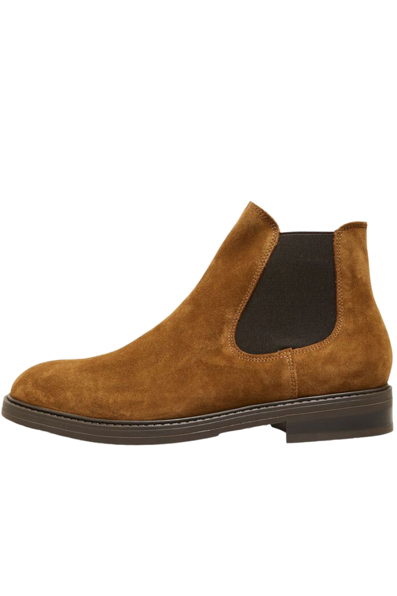 Selected SLHBLAKE SUEDE CHELSEA BOOT B NOOS Bruin/Beige-1 1