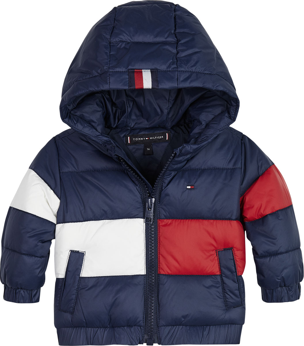 Dierbare helling dichtheid Tommy Hilfiger Baby colorblock puffer Blauw-1 Voorwinden