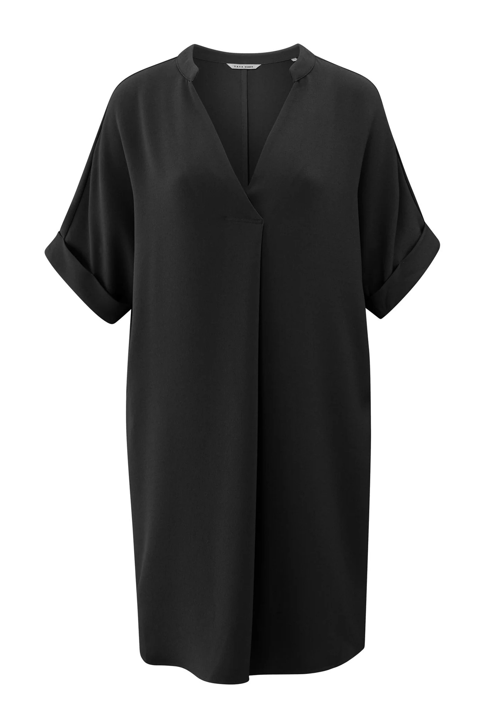 Yaya Folded short sleeve dress WASHED BLACK 1