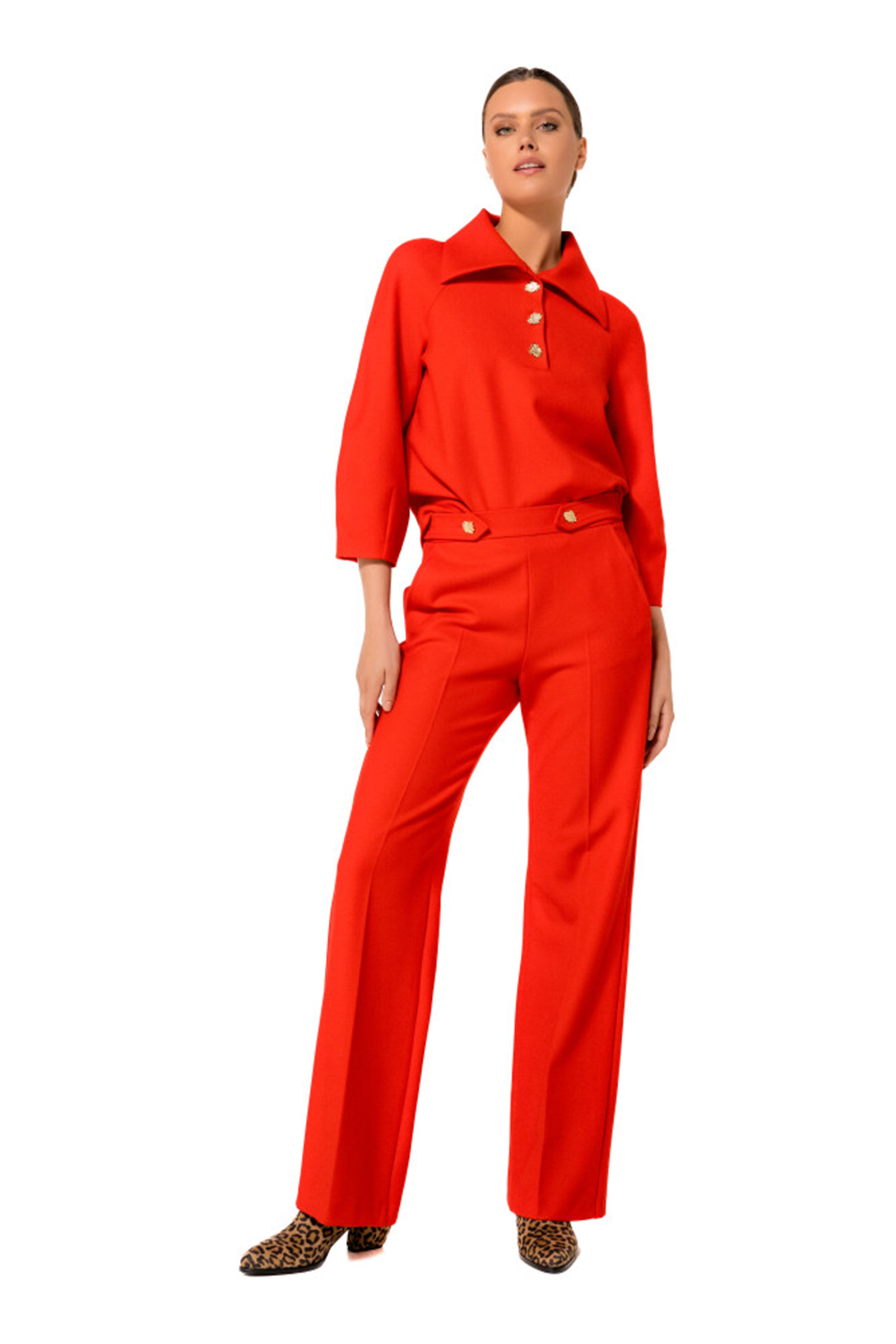 Dames blouse lange mouw rood