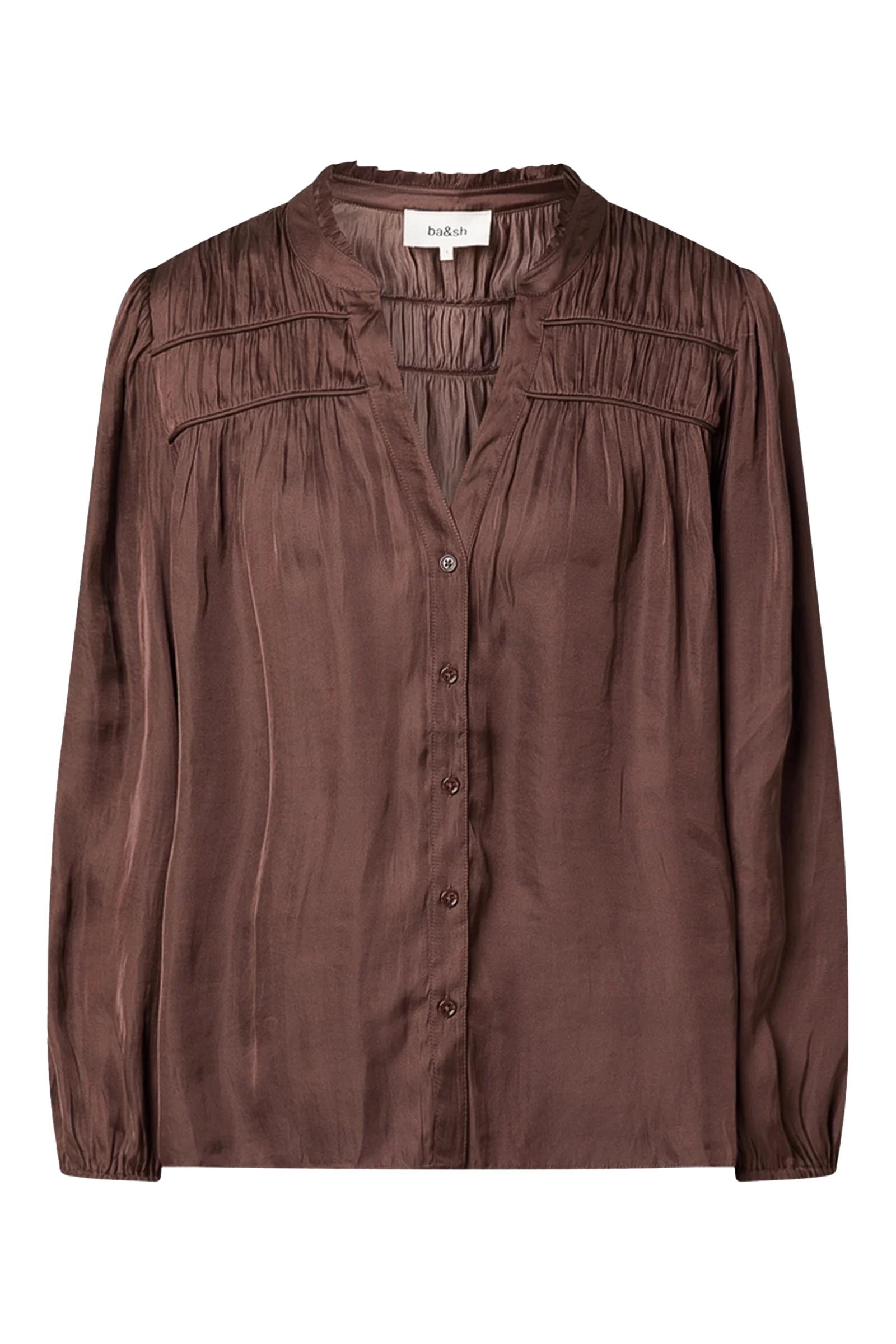 Dames blouse lange mouw bruin