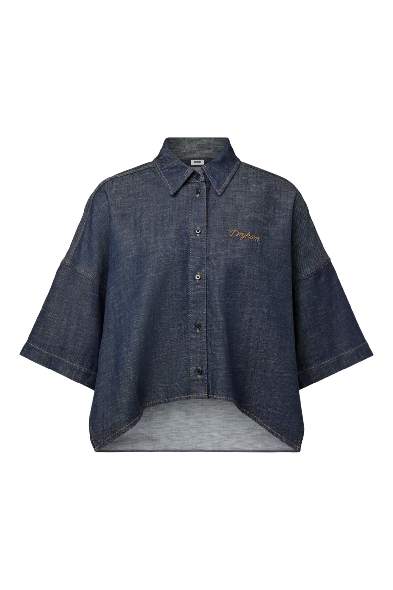 Dames blouse korte mouw blauw