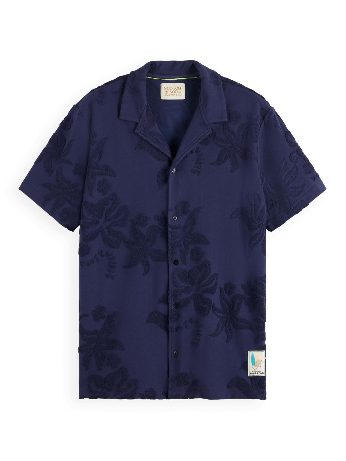 Scotch & Soda Terry Jacquard short sleeve shirt Navy Blue 1