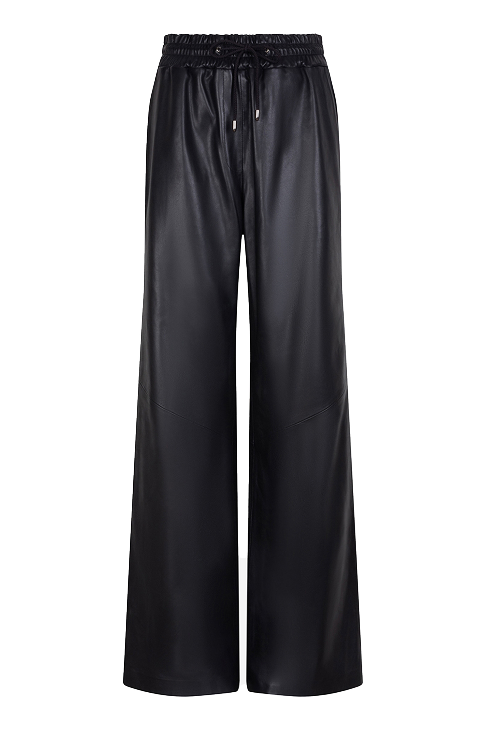 Dames leren broek zwart