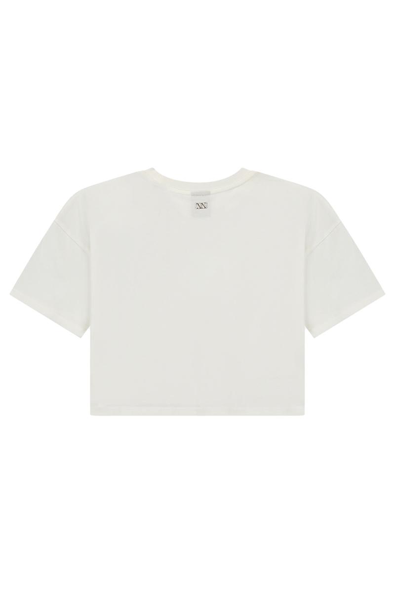 Meisjes t-shirt korte mouw ecru
