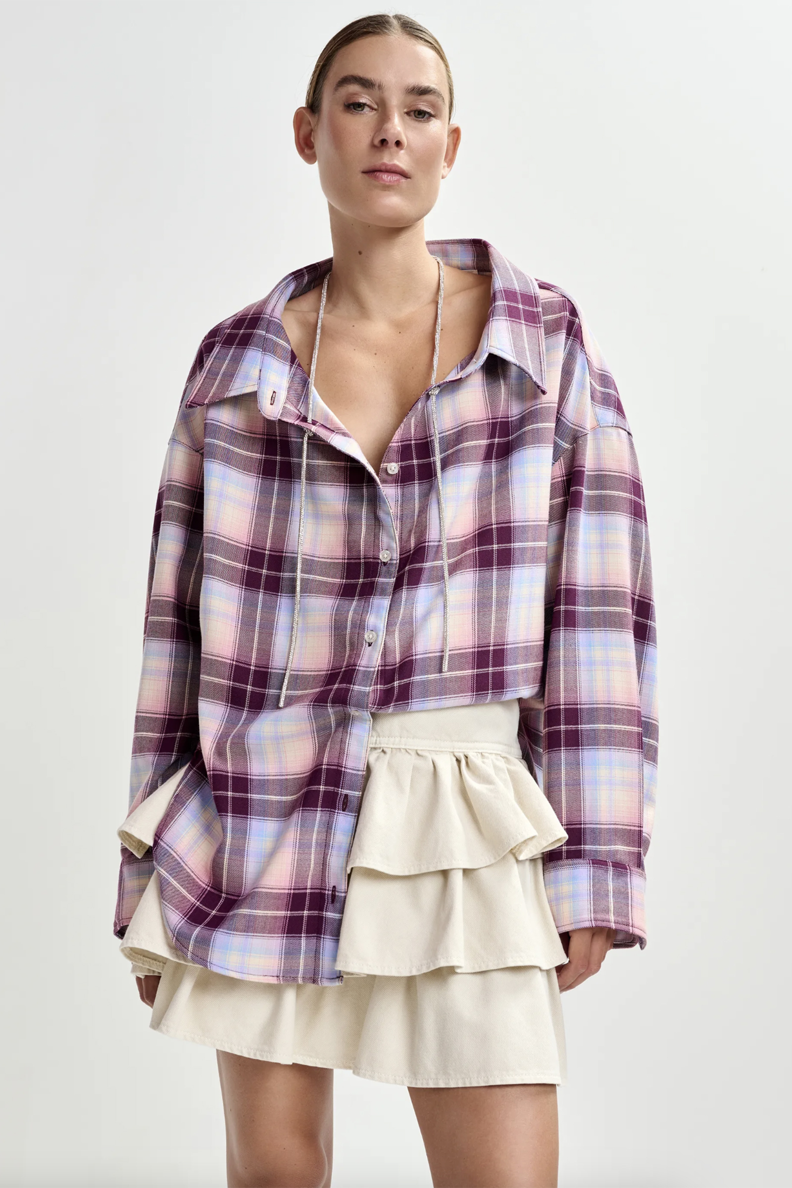 Dames blouse lange mouw paars