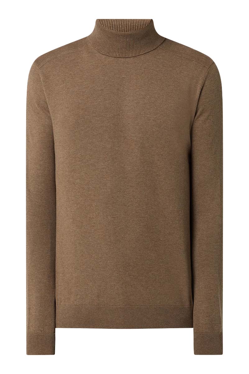 Selected SLHBERG ROLL NECK B NOOS Bruin/Beige-2 1