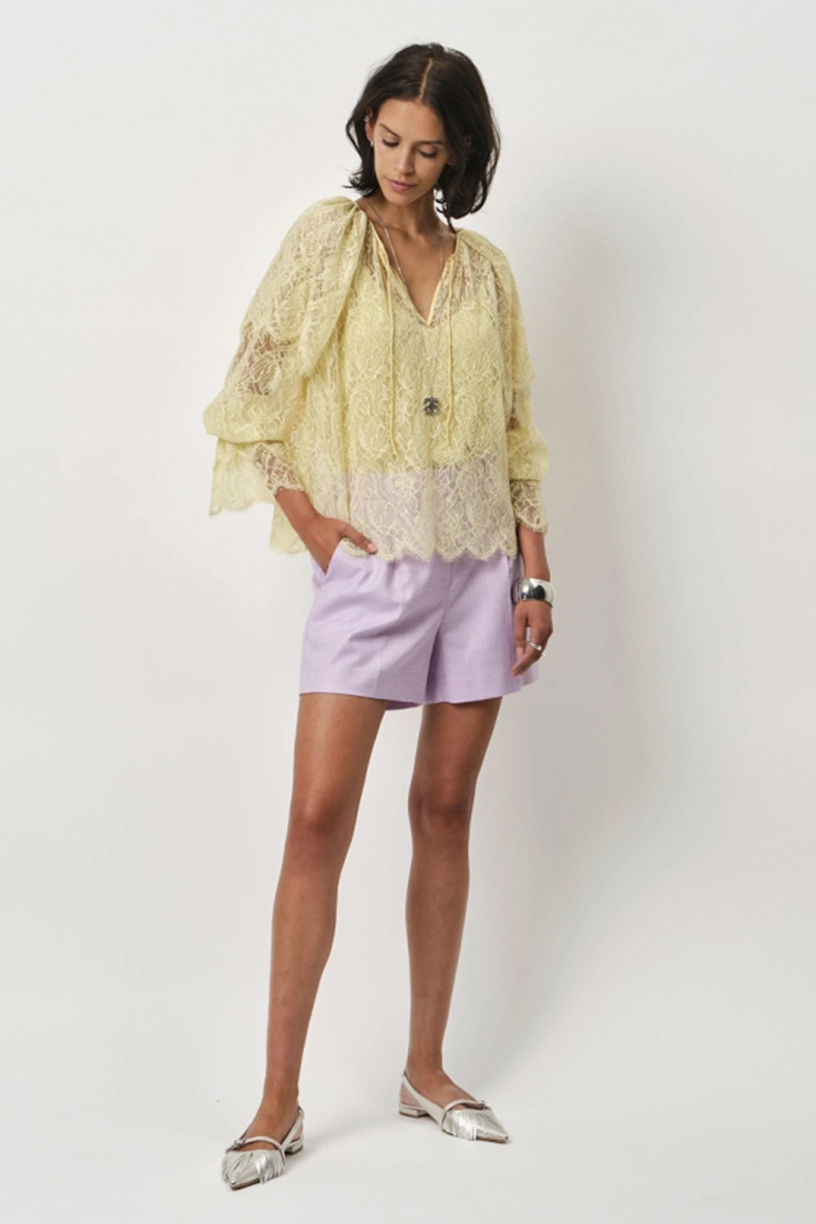 Dames blouse lange mouw geel
