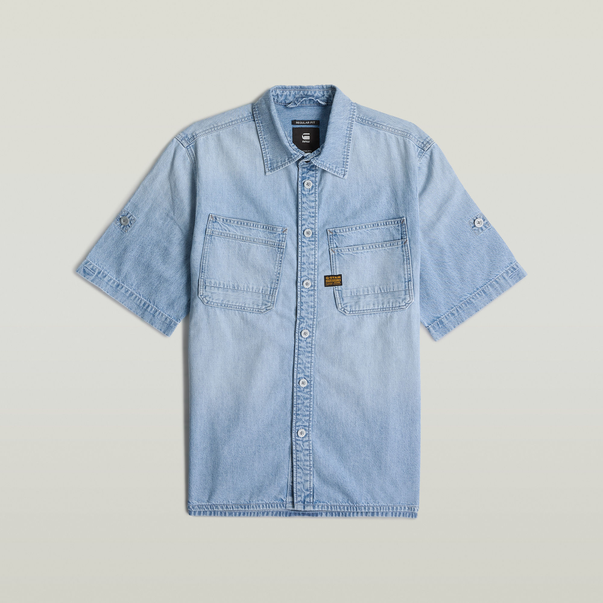 G-Star Slanted double pocket regular shirt s\s Blauw-1 4