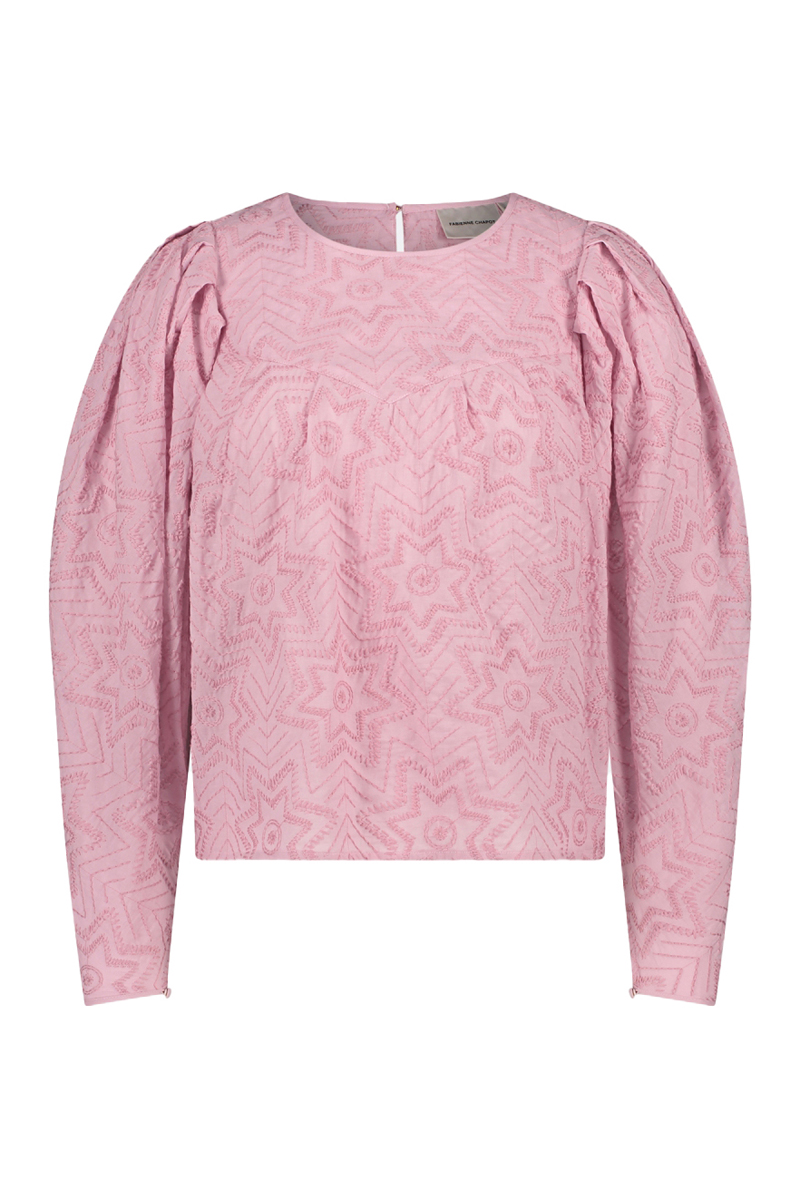 Dames blouse lange mouw rose