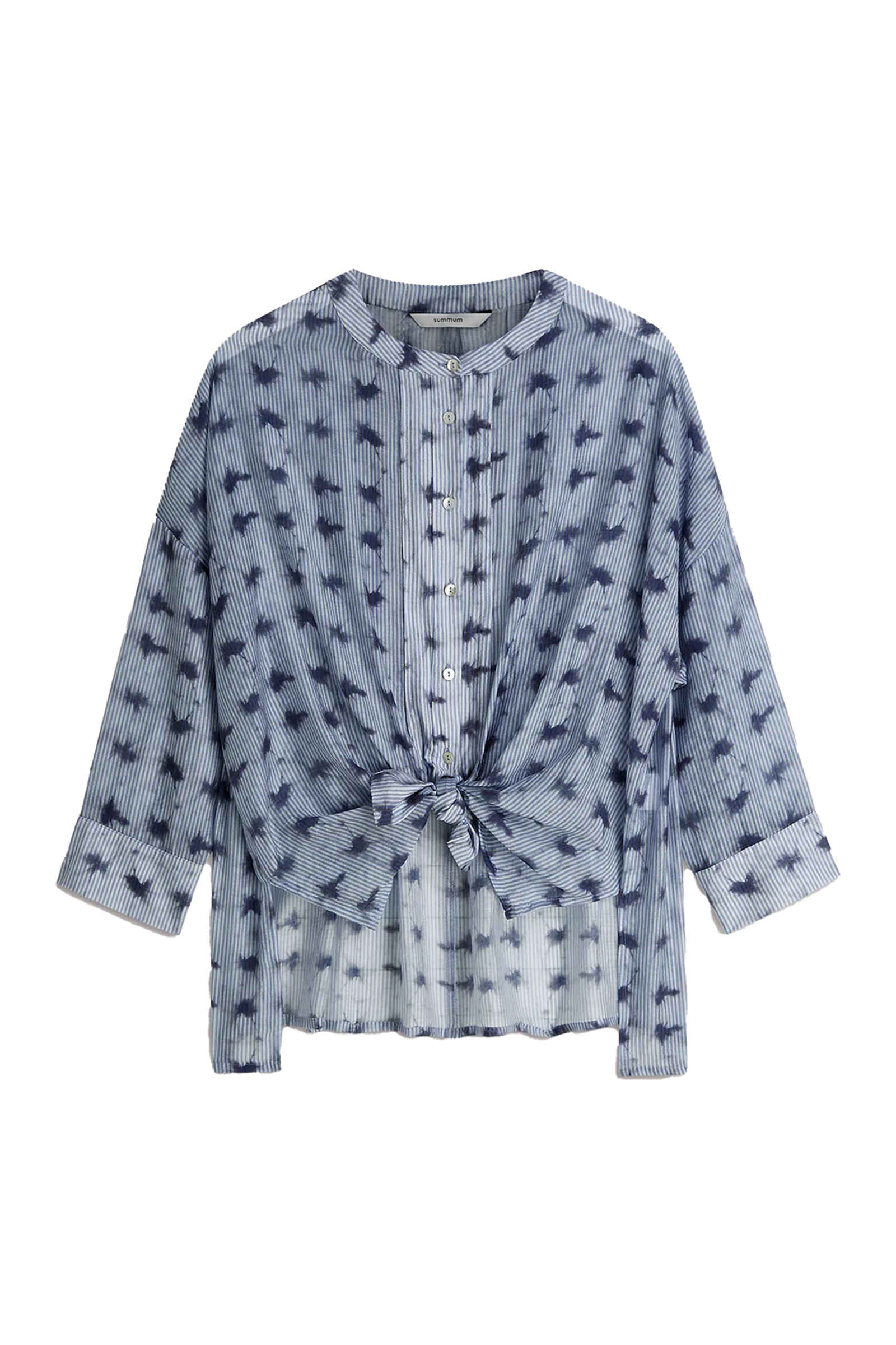 Dames blouse lange mouw blauw