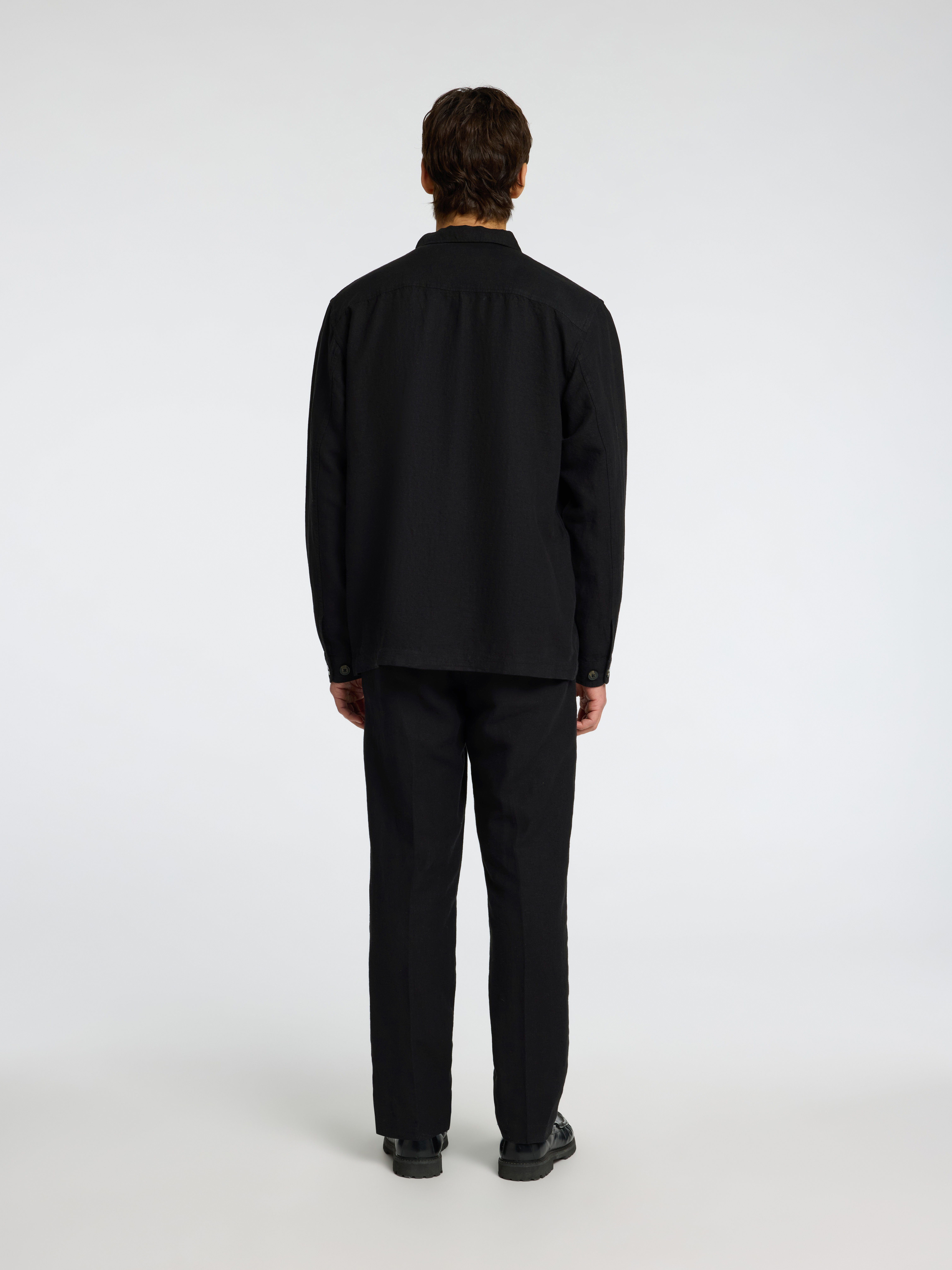 Selected SLH-LEROY LINEN BLEND OVERSHIRT LS 179099-Black 3