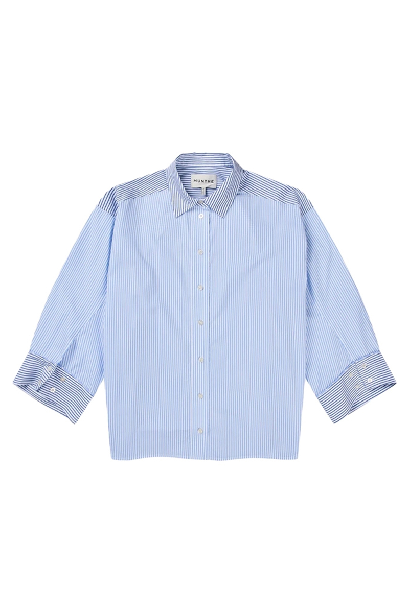 Dames blouse lange mouw blauw