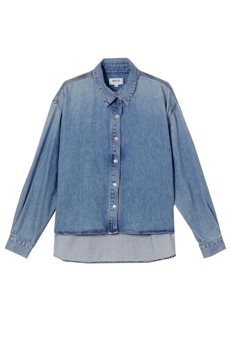 Dames blouse lange mouw blauw