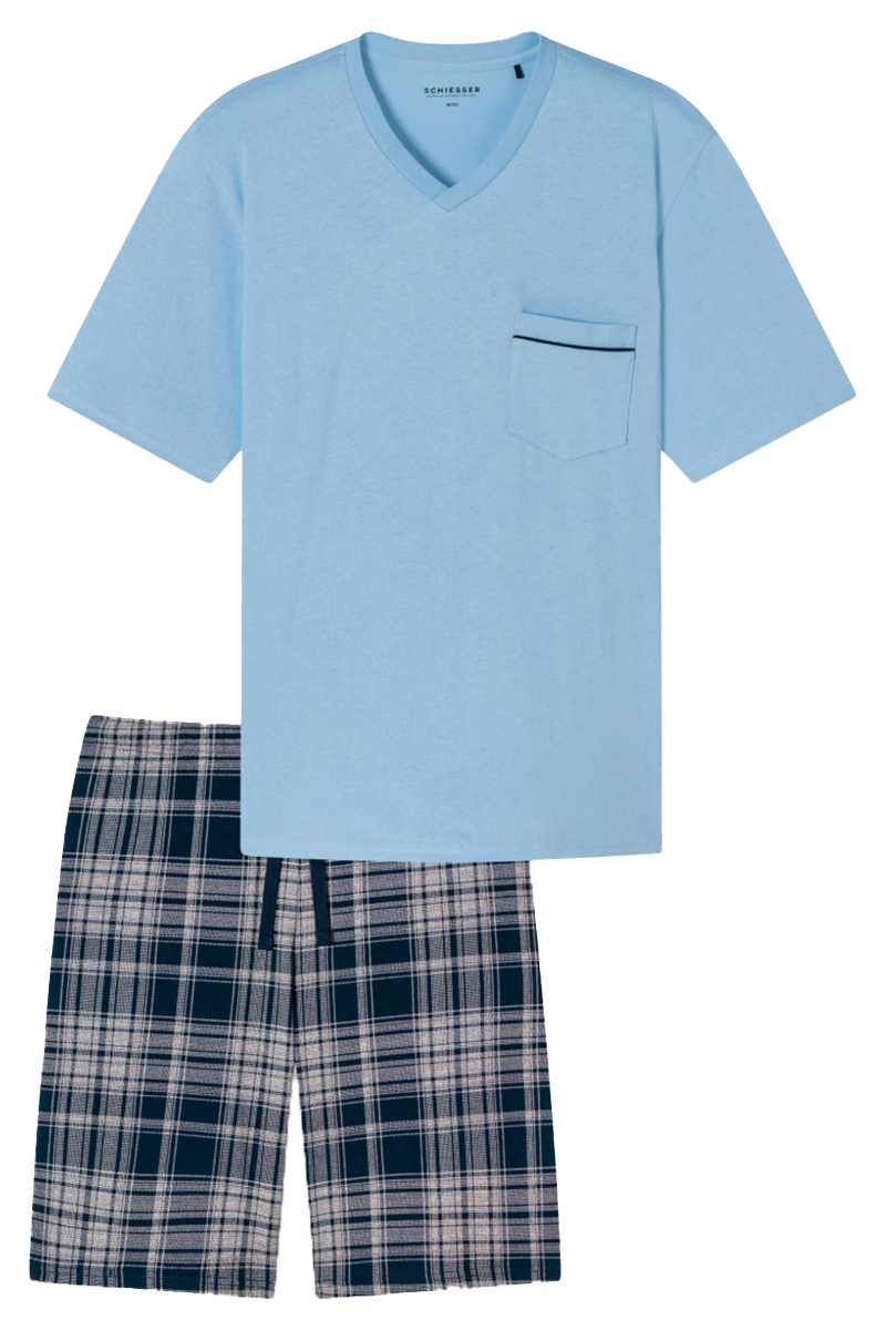 Schiesser Nachtmode heren pyjama Blauw-1 1