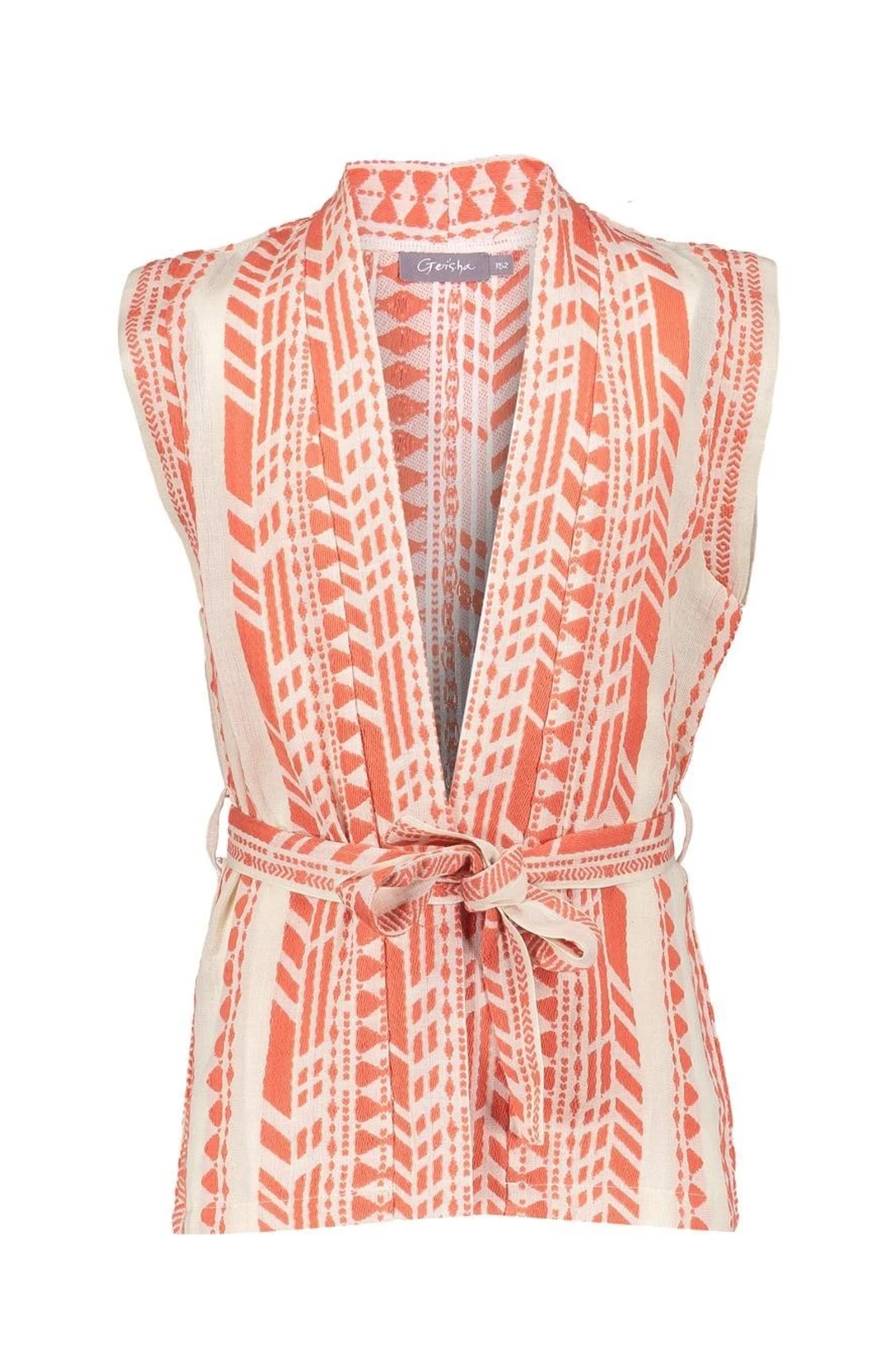 Geisha Gilet fancy woven Oranje-1 1