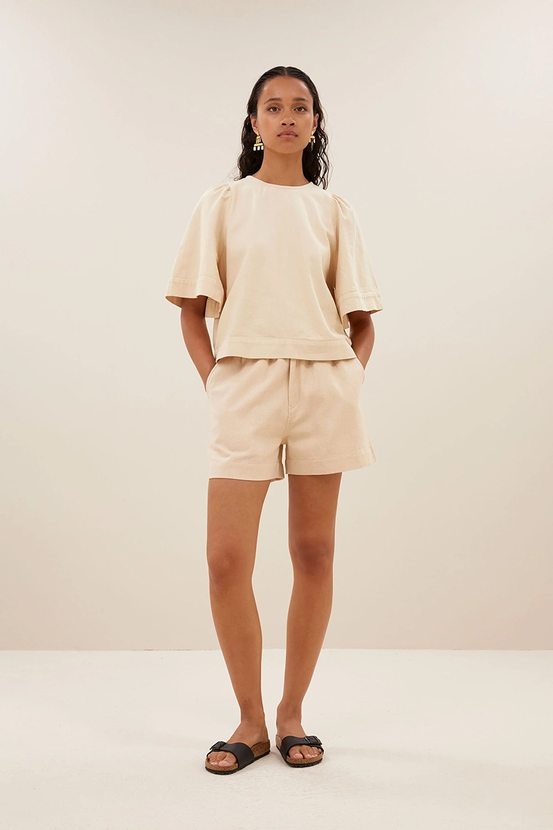 Dames blouse korte mouw ecru