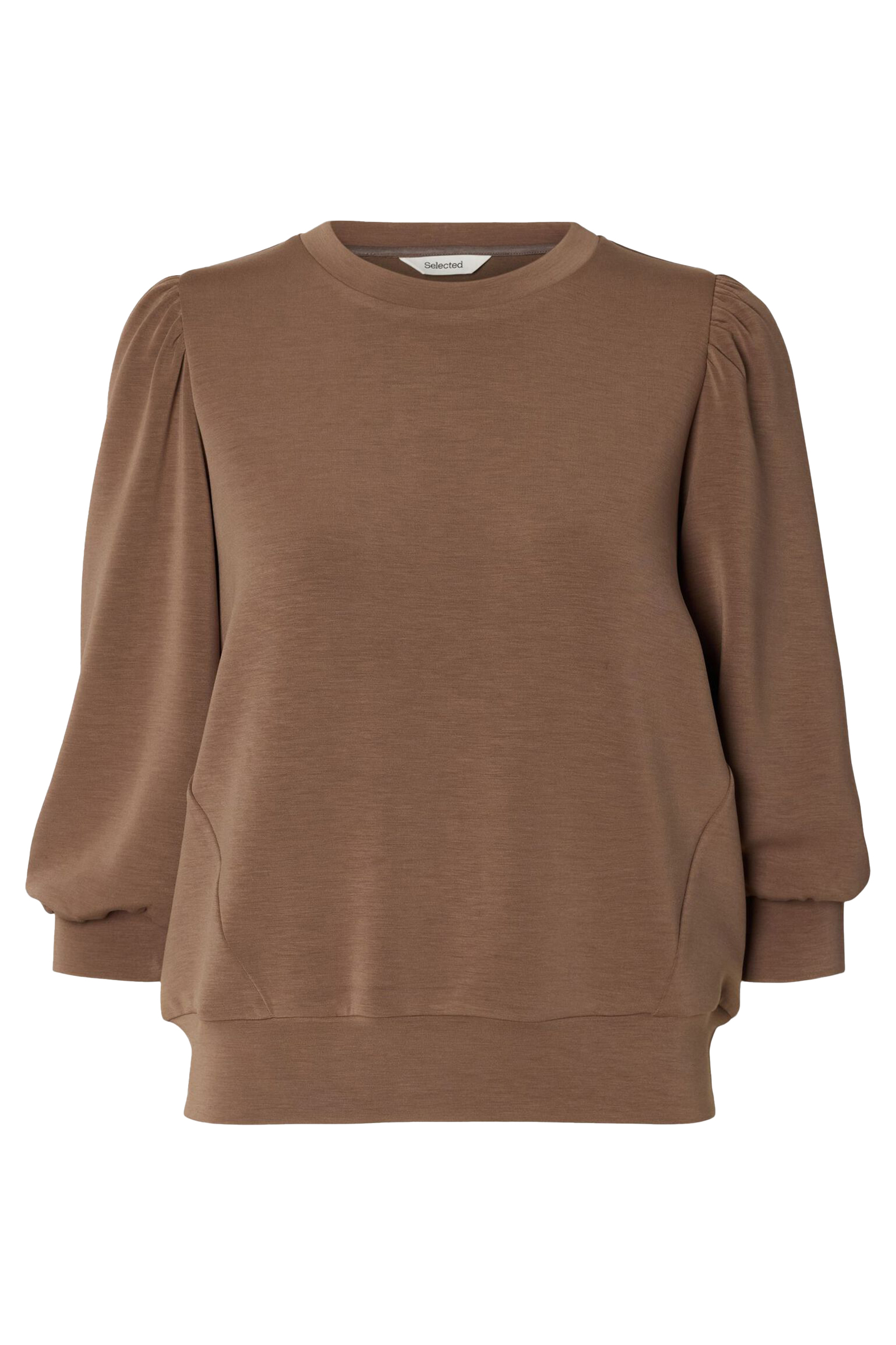 Dames blouse lange mouw bruin