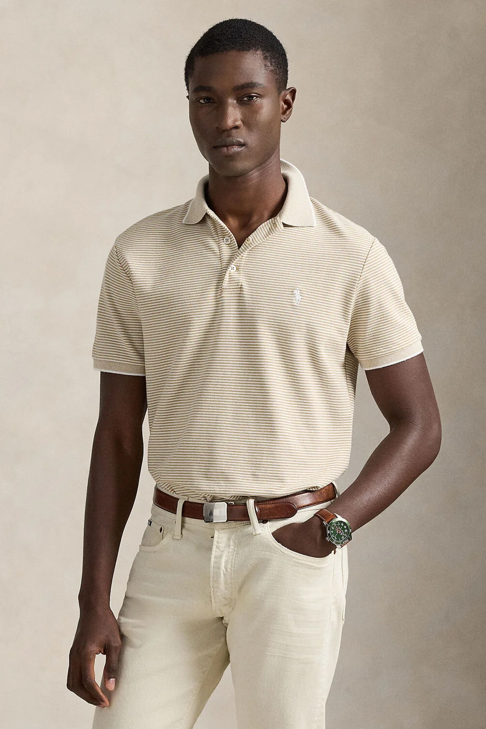 Heren polo korte mouw bruin