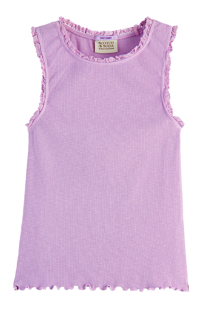 Scotch & Soda Fitted rib tank-top Paars-1 1
