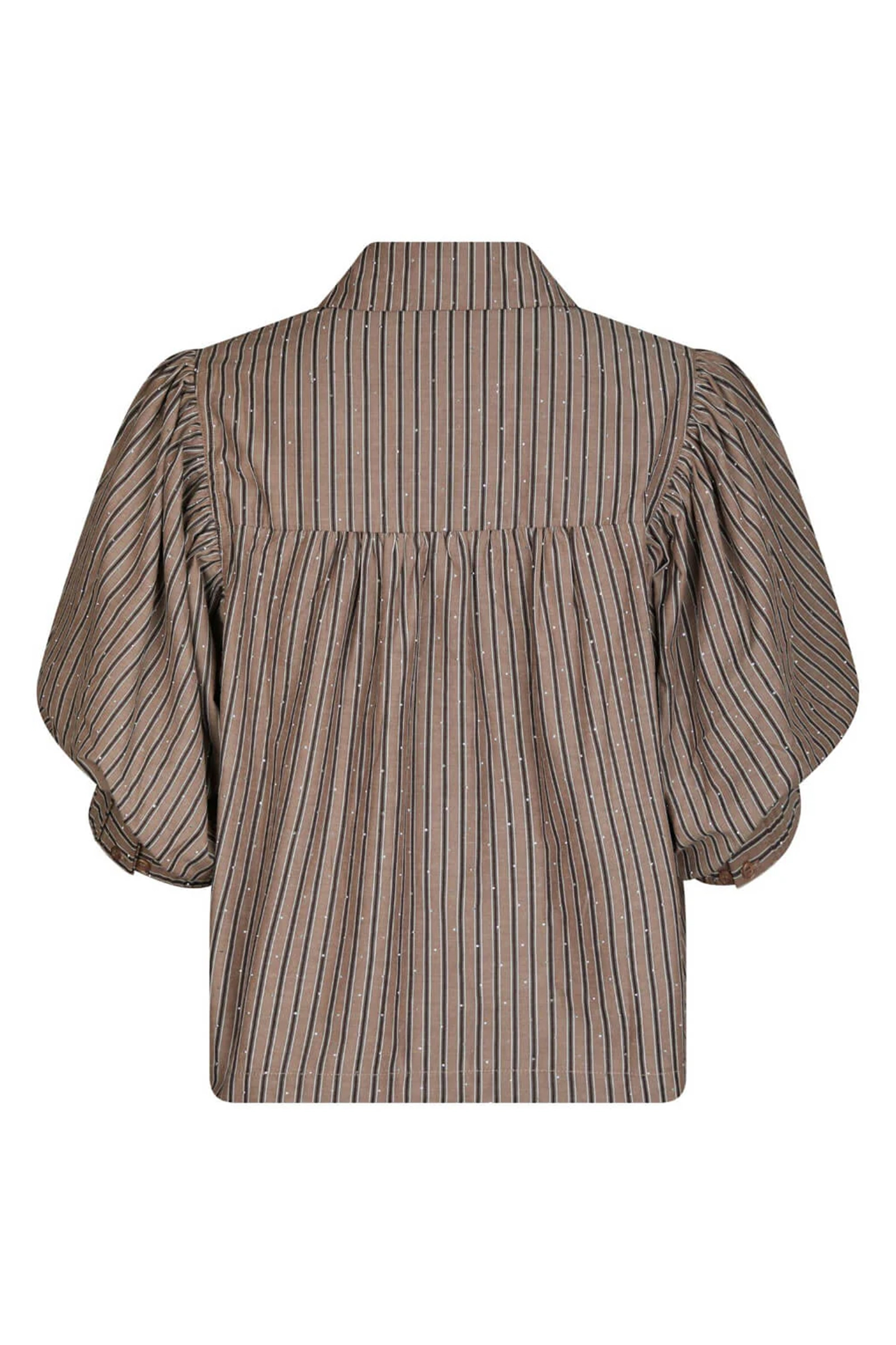 Dames blouse korte mouw bruin